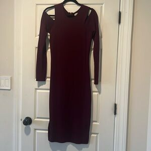 Deep purple midi dress.